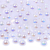 White AB Resin Flat Back Pearls Multi Sizes WholesaleRhinestone